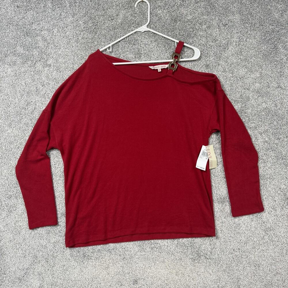 Willow Drive Blouse Womens XL Red Cold Shoulder Metal Link Jersey Boho Chic New